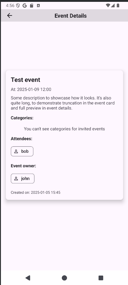 Invited Event Details