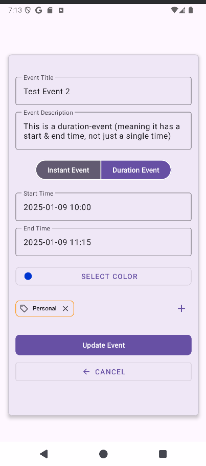 Instant Event Details