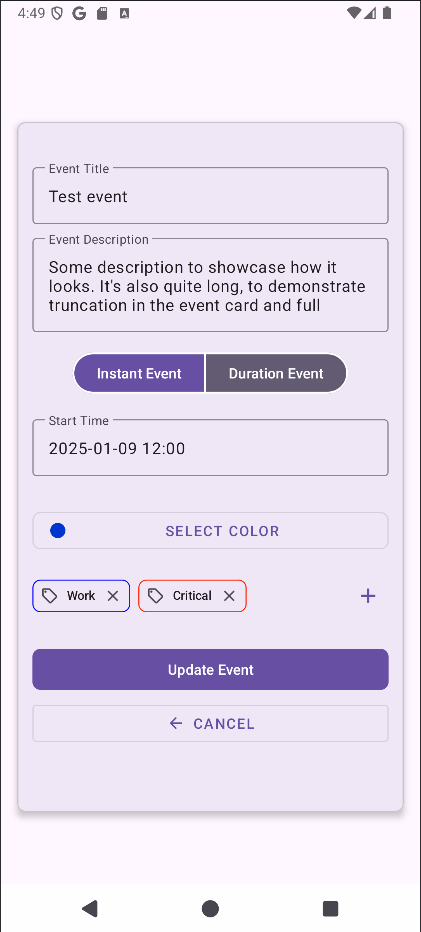 Edit Instant Event